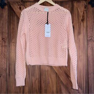 NWT Varley Pink Rose Smoke Hains Knit Crew Small